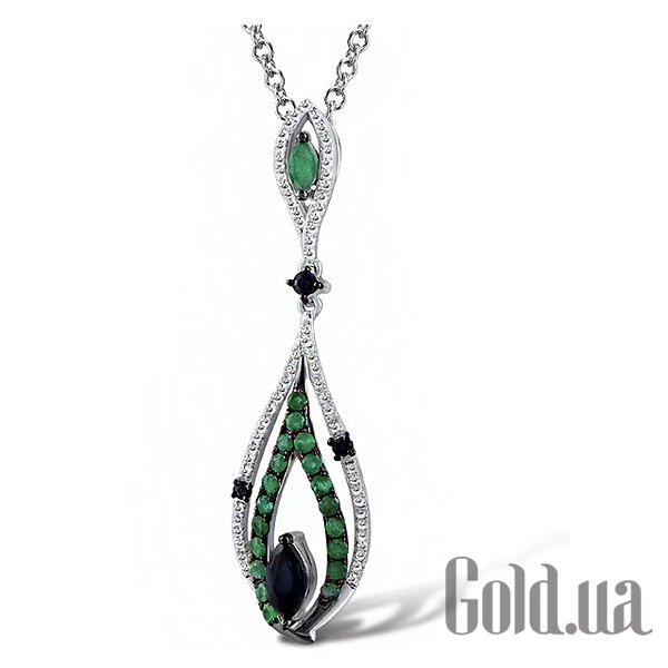 

Женский кулон Lurie Jewelry, Золотой кулон с бриллиантами, изумрудами и сапфирами