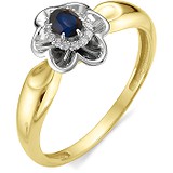 Женское золотое кольцо с бриллиантами и сапфиром, 1555869