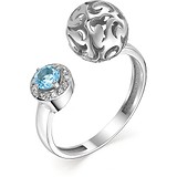 Женское золотое кольцо с бриллиантами и топазом, 1605533