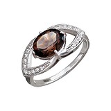 Женское серебряное кольцо с куб. циркониями и раухтопазом, 1616285