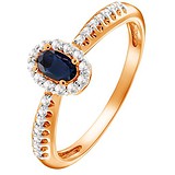 Женское золотое кольцо с бриллиантами и сапфиром, 1701021