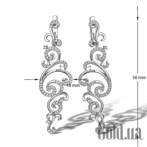 Сережки з підвісками Lurie Jewelry Срібні сережки з куб.цірконіямі