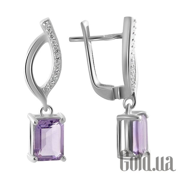 

Серьги с подвесками Fresh Jewelry, Серебряные серьги с куб. циркониями и аметистами