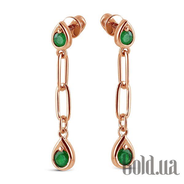 

Серьги с подвесками Lurie Jewelry, Золотые серьги с изумрудами