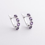 Серебряные серьги с куб. циркониями и аметистами, 1796509