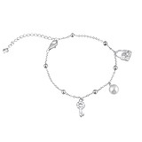 Жіночий Срібний браслет з штуч. перлами і куб. цирконіями