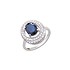Женское серебряное кольцо с син. сапфиром и куб. циркониями - фото 1