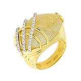 Женское золотое кольцо с бриллиантами и кварцем, 1513374