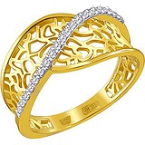 Женское золотое кольцо с куб. циркониями, 1615006