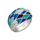 Женское серебряное кольцо с куб. циркониями и эмалью, 1617310