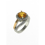 Женское серебряное кольцо с куб. циркониями и вставками из золота, 1646750
