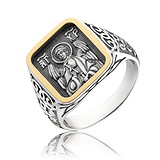 Мужское серебряное кольцо в позолоте, 1690526