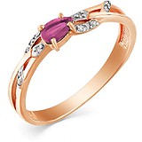 Женское золотое кольцо с рубином и бриллиантами, 1710750