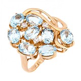Женское золотое кольцо с топазами и куб. циркониями