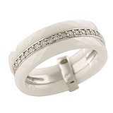 Женское серебряное кольцо с керамикой и куб. циркониями, 1284511