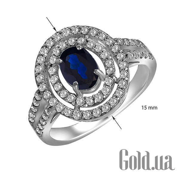 Каблучка Lurie Jewelry Жіноча срібна каблучка з сапфіром і куб. цирконіями, 17.5