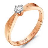 Золотое кольцо с бриллиантом, 1554335