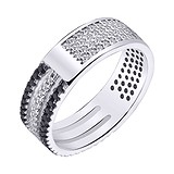 Серебряное обручальное кольцо с куб. циркониями, 1712031