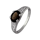 Женское серебряное кольцо с куб.циркониями и раухтопазом, 1524640