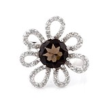 Женское серебряное кольцо с куб. циркониями и раухтопазом, 1632160
