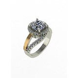 Женское серебряное кольцо с куб. циркониями и вставками из золота, 1646240