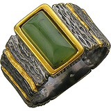 Женское серебряное кольцо с янтарем в позолоте, 1648032