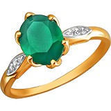 Женское золотое кольцо с куб. циркониями и агатом, 1655968
