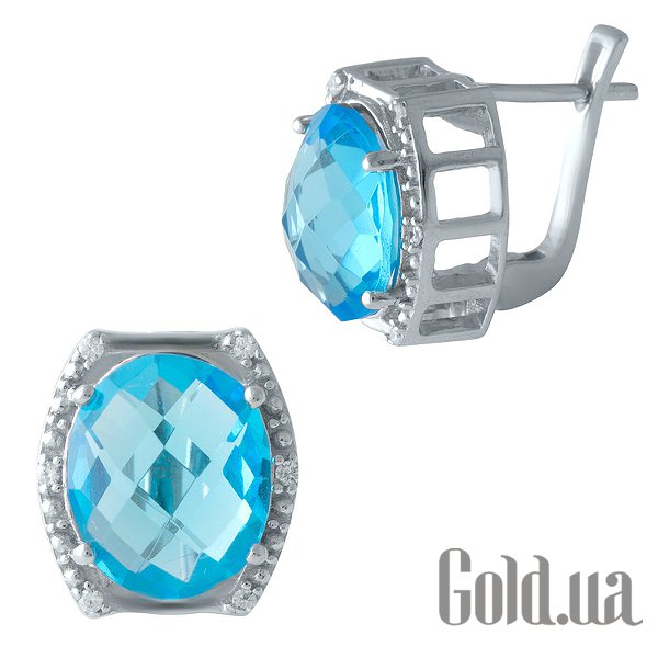 

Серьги Fresh Jewelry, Серебряные серьги с синт. аквамаринами и куб. циркониями