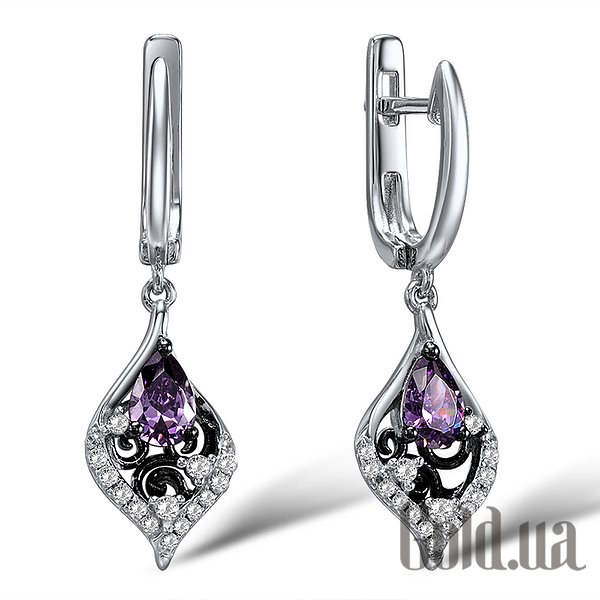 

Серьги с подвесками Lurie Jewelry, Серебряные серьги с куб.циркониями