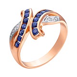 Женское золотое кольцо с сапфирами и бриллиантами