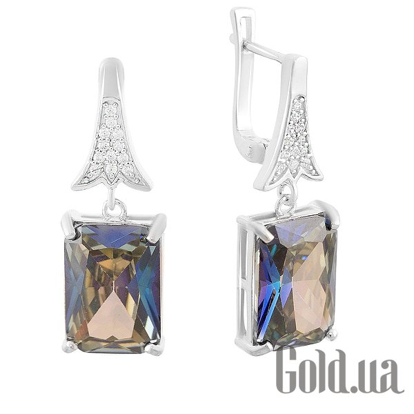 

Серьги с подвесками Fresh Jewelry, Серебряные серьги с куб. циркониями и топазами