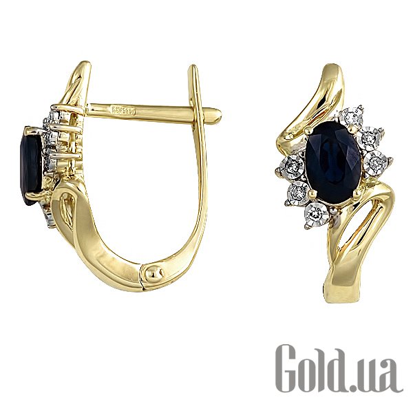 

Серьги Lurie Jewelry, Золотые серьги с бриллиантами и сапфирами