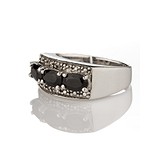 Женское серебряное кольцо с куб. циркониями и ониксами, 1311649