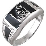 Мужское серебряное кольцо с куб. циркониями и эмалью, 1540513