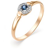 Женское золотое кольцо с бриллиантами и сапфиром, 1603489