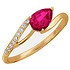 Женское золотое кольцо с куб. циркониями и синт. рубином - фото 1