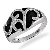 Женское золотое кольцо с бриллиантами и ониксом, 1665953