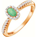 Женское золотое кольцо с бриллиантами и изумрудом, 1705889