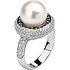 Женское золотое кольцо с бриллиантами, сапфирами и культив. жемчугом - фото 1