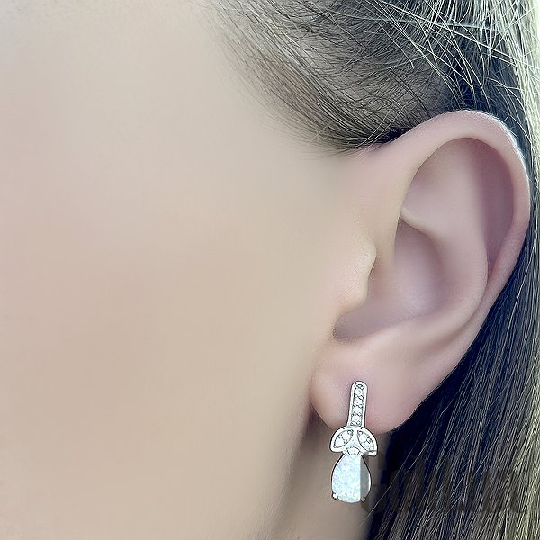 Сережки Fresh Jewelry Срібні сережки з куб. цирконіями та опалами