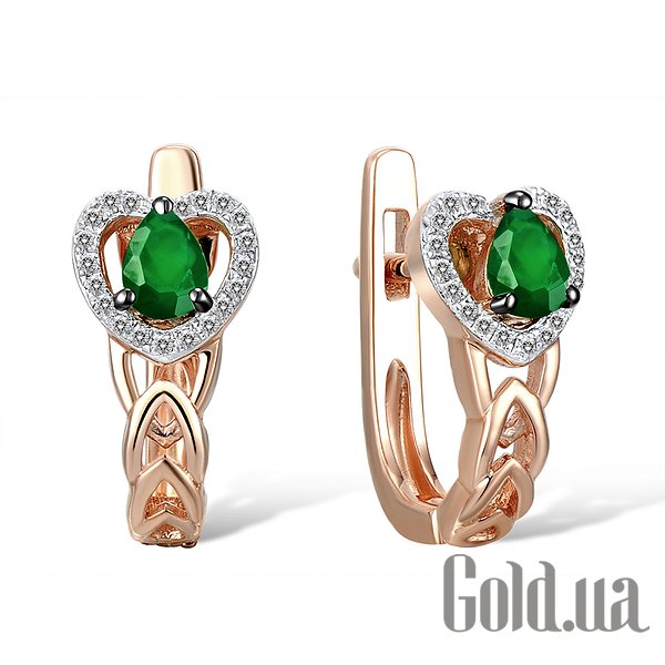 

Серьги Lurie Jewelry, Золотые серьги с бриллиантами и изумрудами