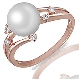 Женское золотое кольцо с бриллиантами и жемчугом, 057505