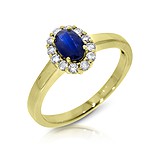 Женское золотое кольцо с бриллиантами и сапфиром, 808865