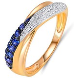 Женское золотое кольцо с бриллиантами и сапфирами, 1603746