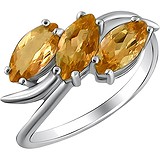 Женское серебряное кольцо с цитринами, 1616802