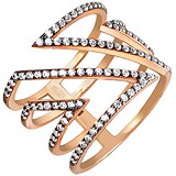 Женское серебряное кольцо с куб. циркониями в позолоте, 1621410