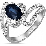 Женское золотое кольцо с бриллиантами и сапфиром, 1628578