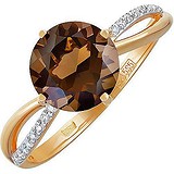 Женское золотое кольцо с раухтопазом и куб. циркониями, 1631906