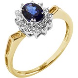 Женское золотое кольцо с сапфиром и бриллиантами, 1673378