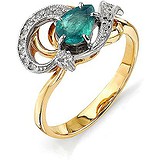 Женское золотое кольцо с изумрудом и бриллиантами, 1685410